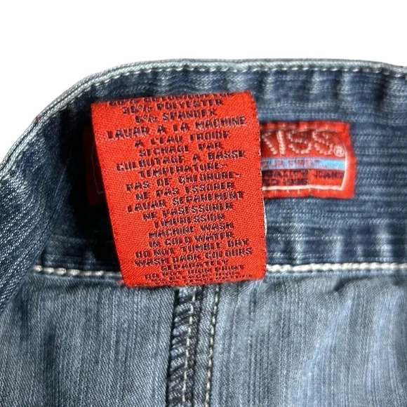 Y2K vtg HOTKISS jean skirt ,made in USA.size 9 ,blue with red Lace up,red hem. - Picture 8 of 14